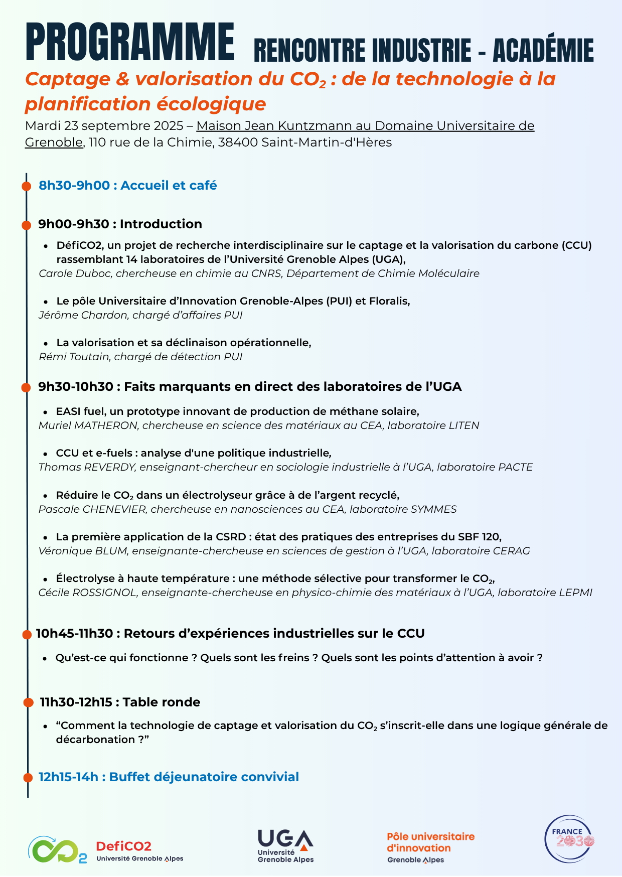 Programme Rencontre Industrie Académie : Captage & valorisation du CO2 : de la technologie à la planification écologique