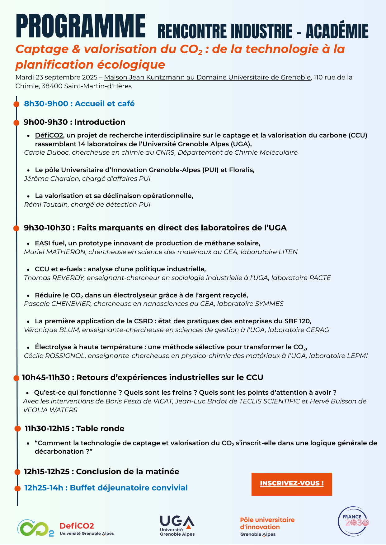 Programme Rencontre Industrie Académie : Captage & valorisation du CO2 : de la technologie à la planification écologique